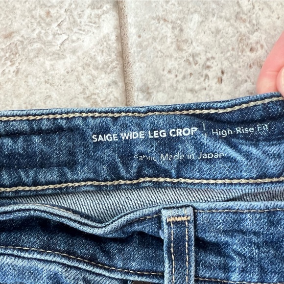 Adriano Goldschmied Saige Mid-Rise Wide Leg Crop Jeans Raw Hem, Medium Blue, 32 - Picture 8 of 13